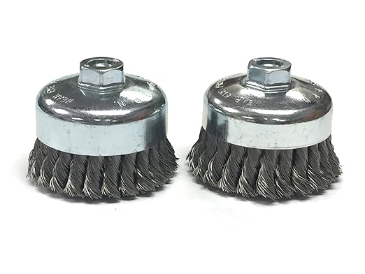 Benchmark Abrasives 4" Knot Wire Cup Brush for Narrow Holes Derusting Paint Removal Deburring Ferrous Metals Concrete, Wire End Brush for Angle Pneumatic Grinder - Carbon Steel (Pack of 2)