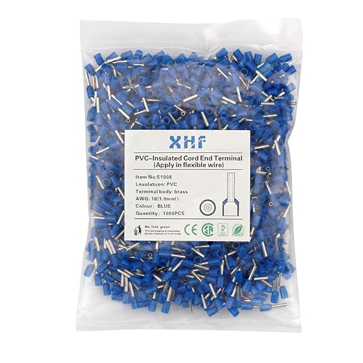 XHF 1000 PCS AWG 18/1.0mm² Wire Ferrules Insulated Copper Crimp Connectors, Crimp Pin Cord End Terminals Blue