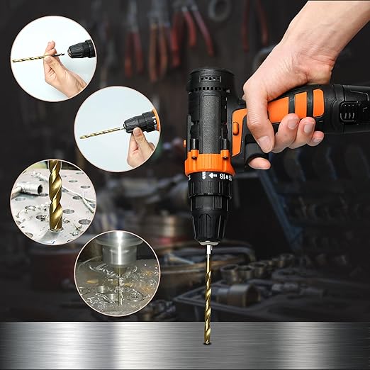 Hex Shank Drill Bit Set, 16Pcs 1/8" HSS Titanium Twist Drill Bit for Sheet Metal, Wood, Plastic, Quick Change Design