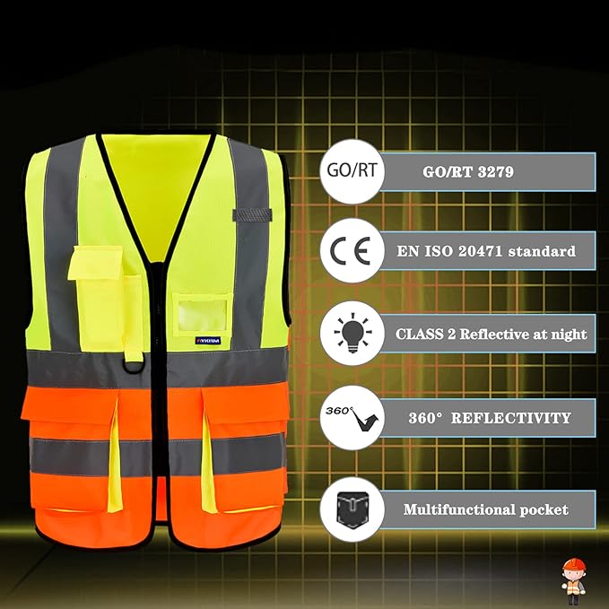 A-SAFETY construction vest women orange and yellow