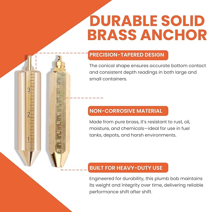 Oil Gauging Tape, Explosion-Proof Oil Tank Gauging Tapes 49FT/15M, Stainless Steel Sounding Tape Measure with Brass Plumb Bob