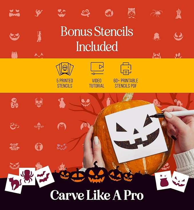 Halloween Pumpkin Carving Kit Case - Complete Pumpkin Carving Set With Saw Pumpkin Carving Knife - Halloween Pumpkin Carving Tools - Multipurpose Pumpkin Kit For Carving Pumpkin And Other Fruits