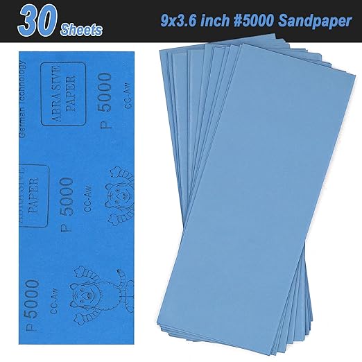 9x3.6 inch Sandpaper, 30 Sheet 5000 Grit Wet and Dry Sand Paper, Fine Precision Abrasive Pads Detail Sander Sheets Paper for Automotive Sanding, Wood Turing Finishing, Metal Furniture Polishing