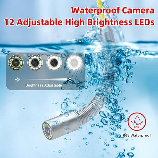 Sanyipace Sewer Camera 100FT with 512Hz Locator, Self-Leveling Drain Camera Pipe Inspection Cámara, Distance Counter, IP68 Waterproof, 9" HD Color Screen, Video Record up to 128GB