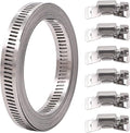 Glarks 7Pcs 10 Feet Long Worm Gear Hose Clamp with Fasteners, 304 Stainless Steel Large Adjustable Pipe Clamps with 6Pcs Fasteners for Ductwork, Pole Securing and Strapping (10 FT Strap +6 Fasteners)