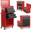 S AFSTAR 6-Drawer Rolling Tool Chest, High Capacity Tool Storage Cabinet with 4 Hooks, Locking System and Universal Wheels, 2-in-1 Detachable Large Toolbox for Garage Workshop (Black & Red)