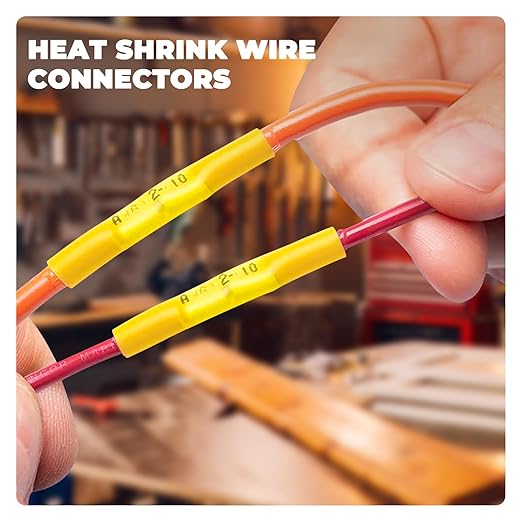 FORCA 740PCS Yellow Heat Shrink Wire Connectors Kit, AWG 12-10 Marine Grade Waterproof Crimp, Solder Seal Wire, Ring Fork Spade Bullet Solder Butt (13 Types)