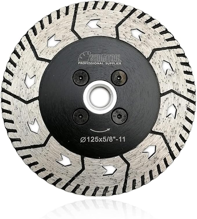 SHDIATOOL 5-Inch Diamond Cutting Disc, Granite Turbo Cutting Wheel, Saw Blades Two-in-One Design Cut Grind Sharpen Marble Concrete and Bricks