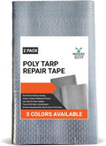 Heavy Duty Tarp Waterproof Poly Repair Tape, UV Resistant, Strong Adhesive Weatherproof Patch Kit, Repairs Holes, Patches, Rips, Tears, Frayed Edges in Tarps, Tents, 2 Pack, Silver