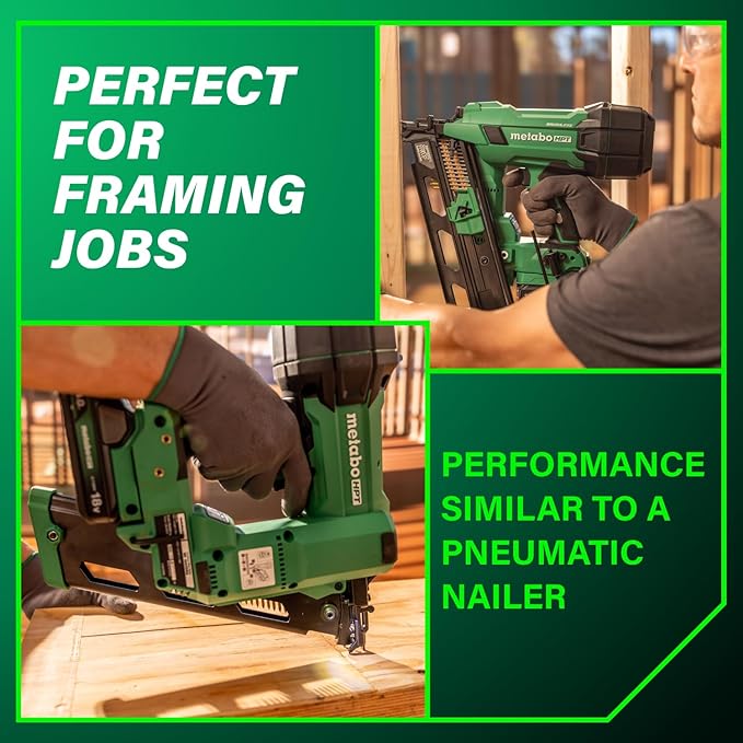 Metabo HPT 18V MultiVolt Cordless 21° Framing Nailer Kit, 3-1/2" Plastic Strip Framing Cordless Nailer, Power Tool with 4.0Ah Lithium Ion Battery, Drives 2" to 3-1/2" Nails, NR1890DRA