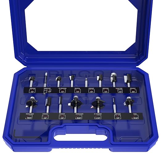 Router Bits Set of 15 Pieces 1/2 Inch Router Bit Set Woodworking Tools for Beginners, Router Bits Sets Idea Gifts for Dad