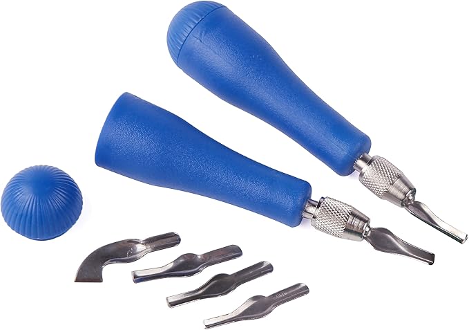 Falling in Art Block Cutters- Craft Linoleum Carving Tools with 6 Type Blades and 2 Plastic Storage Handles
