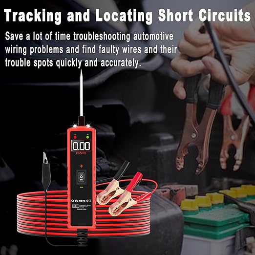 Power Circuit Probe Tester 6V-30V DC Test Light Car Fuse Tester Tool Short Circuit Located Auto Electrical Tester Kit Component Polarity Identify with Overload Protection,P55 Pro Test Probe.