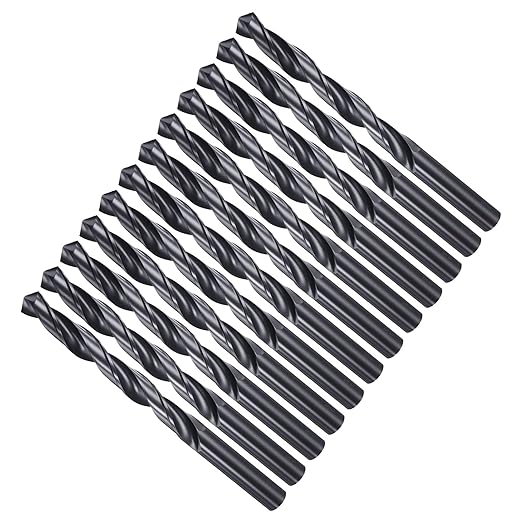Drill Bit, 15/32" Cutting Diameter, 4241 HSS Nitriding Black 118° Cutting Angle Versatile Jobber Bits - (Applications: for Drilling Plastic Wood Soft Metal), 12-Pieces