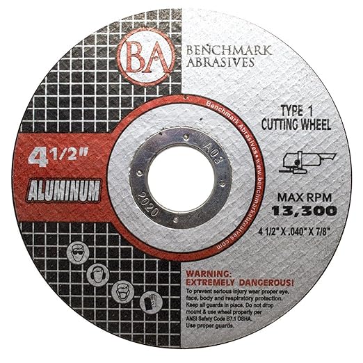 Benchmark Abrasives Grinder Cut Off Wheels 4 1/2 Inch Aluminum Oxide Thin Type 1 Angle Grinder Cutting Disc for Aluminum, Copper - with 7/8" Arbor Hole, Fast Grinder Cutting Wheel - 25 Pack