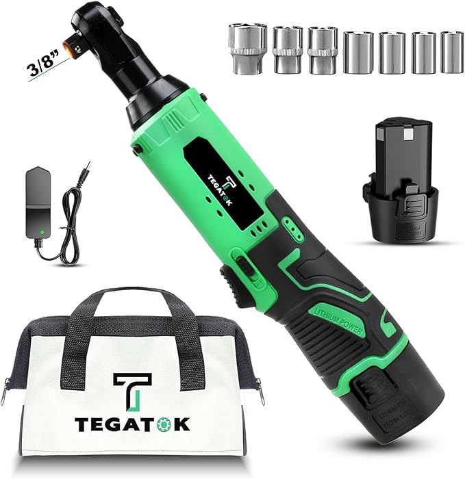 Cordless Electric Ratchet Wrench Set, 40FT-LBS (45N.m) 3/8" Ratchet, 12V Cordless Ratchet Wrench, 2.0Ah Battery Electric Impact for Car Home, Only 1 Battery