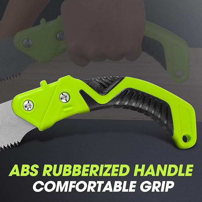 DNA MOTORING 15.5in Hand Pruning Saw, Hand-Held Garden Saw, Straight Blade Waist Saw for Tree Branches Trimming, Gardening, Woodworking, w/Scabbard, TOOLS-00593