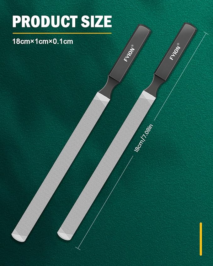 FVION 2 PCS Stainless Steel Double-Sided Long Nail File for Thick Nails – Professional Toenail File, Durable and Efficient Nail Care Tool Ideal for Manicure Or Pedicure