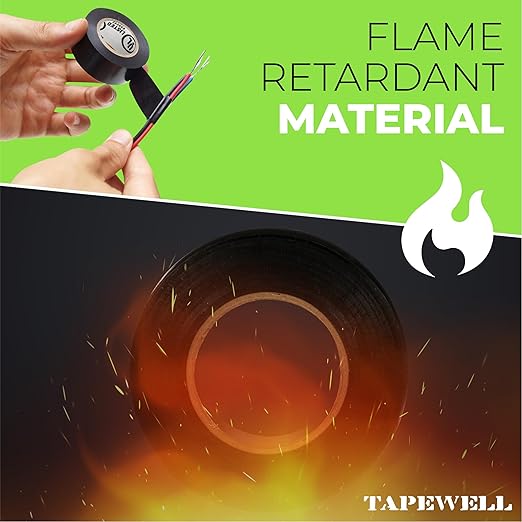 Black Electrical Tape - Professional Grade - 3/4 inch x 66ft - PVC Vinyl Electrical Insulating Tape for All Weather - U/L Approved - Waterproof - Pack of 3