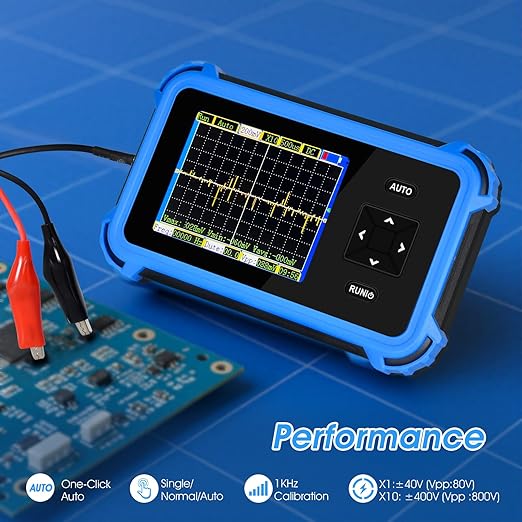 Handheld Oscilloscope Beginner, AIOMEST Mini Osciloscopio with 1MHz Bandwidth 8.33MSa/s, ±400V (800Vpp X10) - 150g Portable Scope for Automotive DIY, Electronics Hobbyists, Student Lab