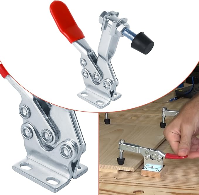 Acrux7 8 Pack Toggle Clamp, Quick Release Hold Down Clamps 500 LBS Holding Capacity, GH-225D Horizontal Adjustable Toggle Clamp for Woodworking, Smoker, Doors, Cabinets, Tool Boxes