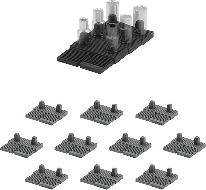 StealthMounts Drawer Hive ¼ Socket Holder – 10 Pack | Modular Drawer Tool Organiser | Injection-Moulded TPE | Made in The UK
