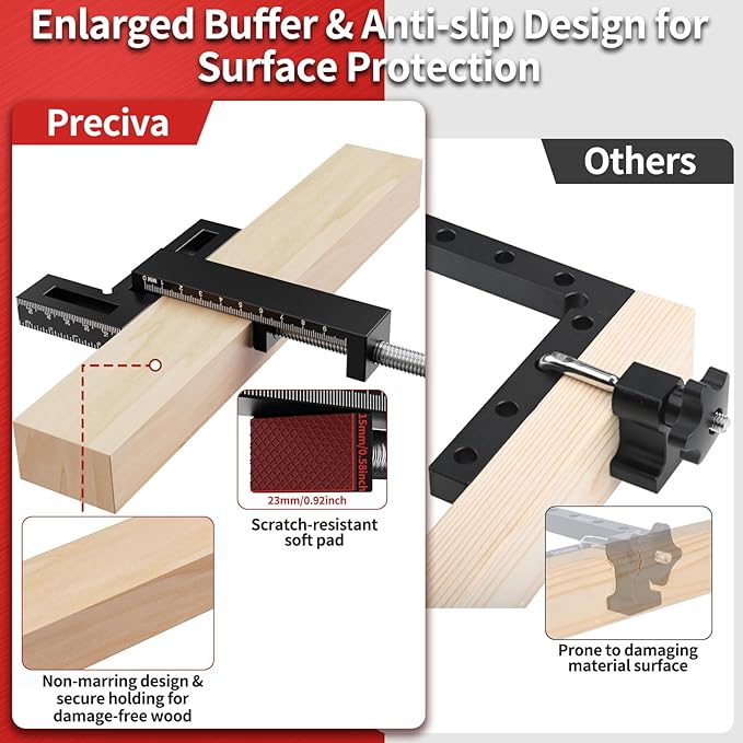 Preciva Corner Clamp for Woodworking, 90 Degree Right Angle Clamp, Aluminum Alloy Positioning Squares for Picture Frames, Cabinets, Drawers Boxes