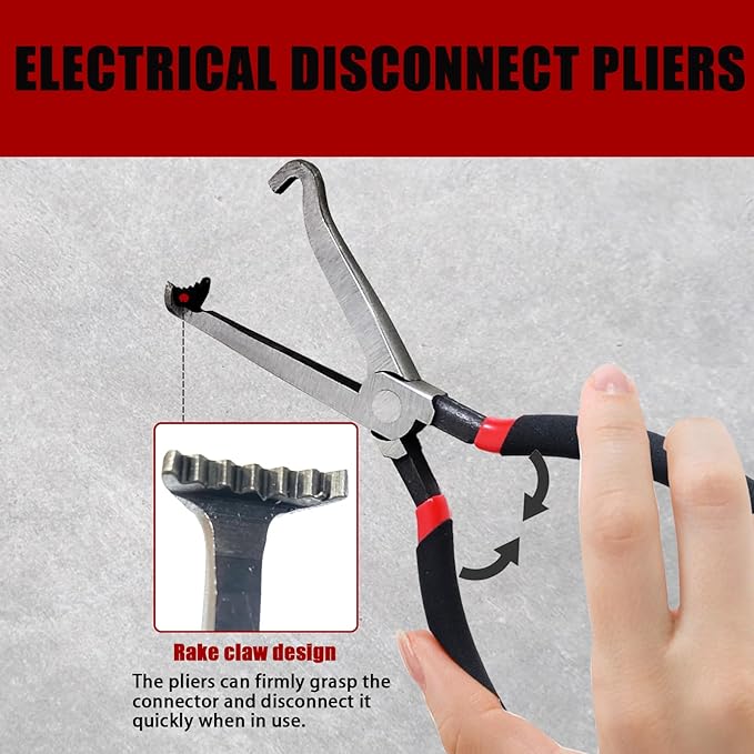 Upgraded 2 Pcs Electrical Disconnect Pliers,37980 60 Degree Automotive Electrical Tools，37960 Electrical Connector Pliers for Cars,Easily Disconnect the Locking Push Tab Electrical Connector