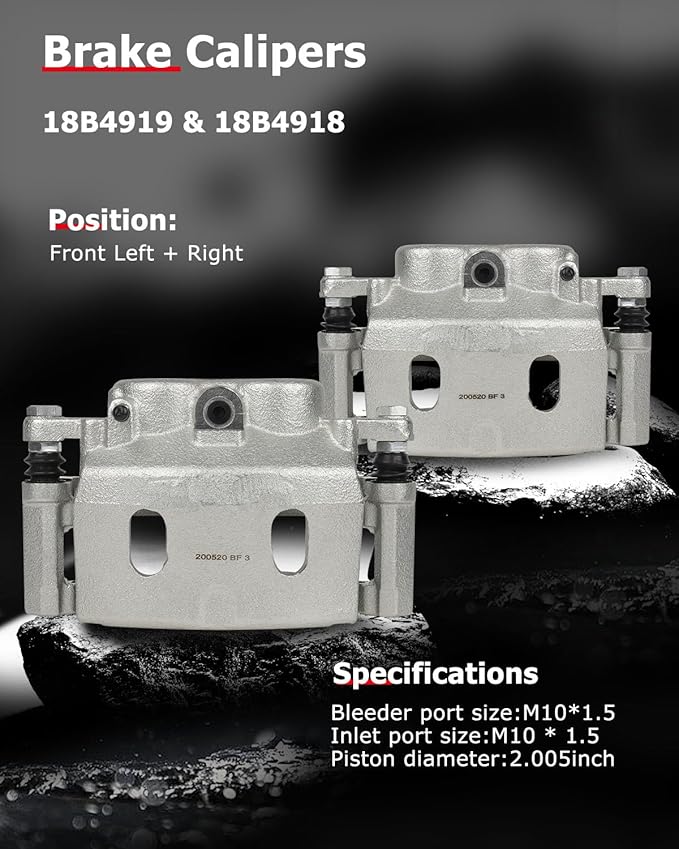 cciyu Front Left & Right Brake Calipers Assembly w/Bracket 18B4919 18B4918 For Cadillac 2007-2008,For Chevy 2005-2008,For GMC 2005-2008