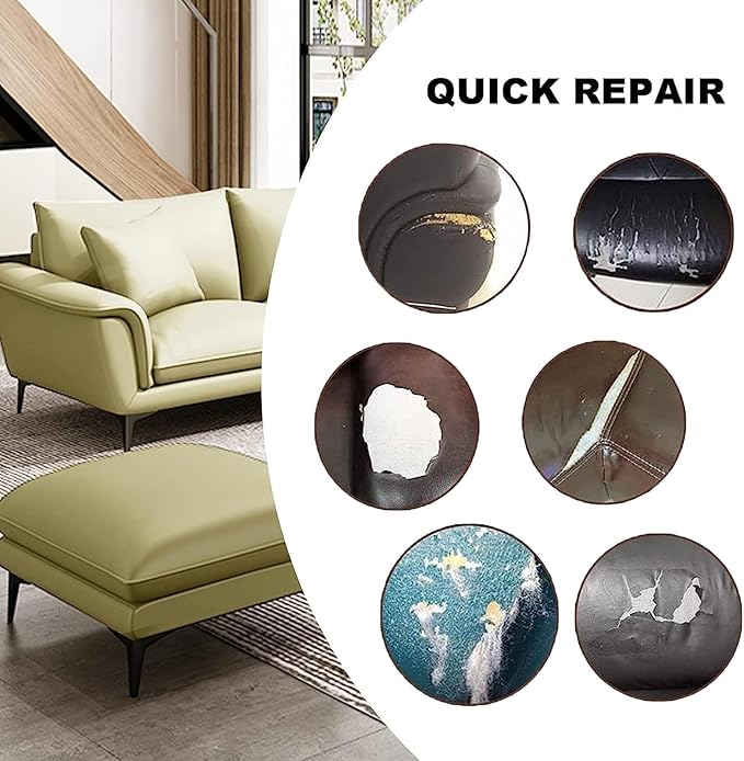 Leather Repair Patch Leather Repair Tape Self-Adhesive Cuttable Vinyl Leather Repair Kit for Couch Sofa Car Seat Furniture Cabinets Chair (Beige, 17.3 X 78.7 inch)