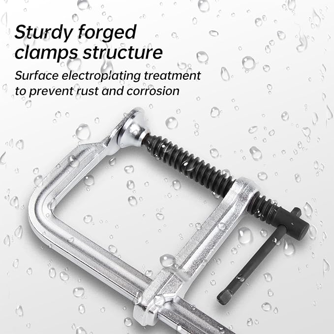 4-Pack Welding Bar Clamps 12 Inch, Drop Forged Steel Bar Clamps Throat Depth 3 inch Load Force 450 Lbs for Woodworking,Welding, Metal working
