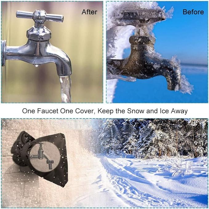 6 Pack Outdoor Faucet Covers for Winter - Pro 6.7" W x 8.3" H Outdoor Water Faucet Cover Socks for Winter Freeze Protection Pipe Insulation Reusable Waterproof Insulated Spigot backflow Cover,Black