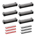 APIELE 15A Screw Terminal Block 8 Position Dual Row Covered 8 Position Pre-Insulated Terminal Barrier Strips (15A 6PCS 8P+6PCS Wiring Strips)