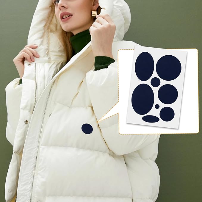 16PCS Down Jacket Repair Patch, Self Adhesive Puffer Jacket Repair Kit, Navy Nylon Fabric Repair Tape for Coats, Tents, Sleeping Bags