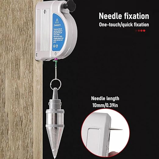 Retractable Plumb Bob, Automatically Stretch Line Quickly Stabilize Magnetic Retractable Plum Bob, for Construction Industry Assignments with 19.7 Ft Auto Recoil Cord & Quick-Stabilizing (1 Pcs)