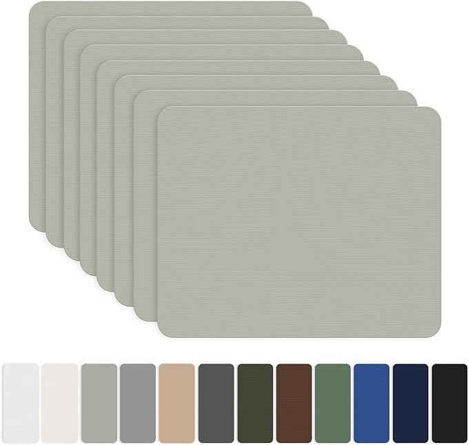 OAZ 8 Pieces 7.87 x 5.9 inch Nylon Repair Patches, Self-Adhesive Nylon Fabric Patch, Waterproof Lightweight Outdoor Gear Repair Patch Kit for Clothing, Down Jacket, Tent Bag (Light Gray)
