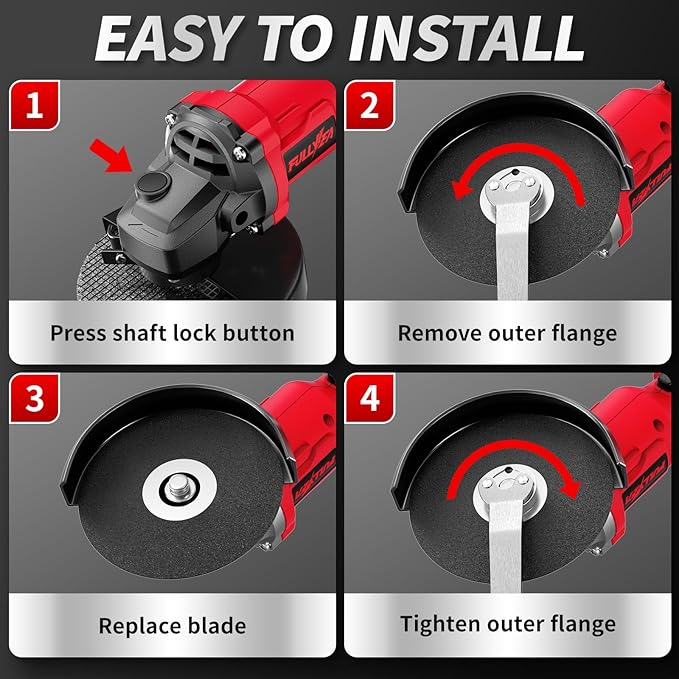 Cordless Angle Grinder 4-1/2", Brushless Metal Grinder 12000 RPM, Power Angle Grinder with 2 * 4.0Ah Batteries & 3 Cutting Wheels, Electric Grinder Tool Kit for Cutting, Grinding