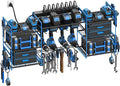 CCCEI Blue Power Tool Organizer Wall Mount, Large Tools and Battery Storage Rack Charging Station Individual Switches. Drills Holder, Garage Utility Shelves with 6FT Power Strip. Gift for Men.