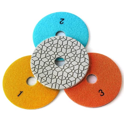 Super Flexible Wet Polishing Pads 4 Inch Diamond Polishing Pads Three 3 Step Polishing Pads for Granite Marble Engineered Stone and Other Natural Stone
