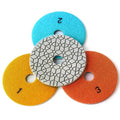 Super Flexible Wet Polishing Pads 4 Inch Diamond Polishing Pads Three 3 Step Polishing Pads for Granite Marble Engineered Stone and Other Natural Stone