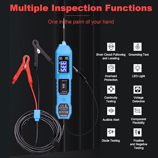 Multifunctional Car Circuit Tester,Digital Display Short Circuit Finder,6-24V AC/DC Car Power Tester, Component Activation Electrical Tester for Trailer Lights Testing/Continuity Testing
