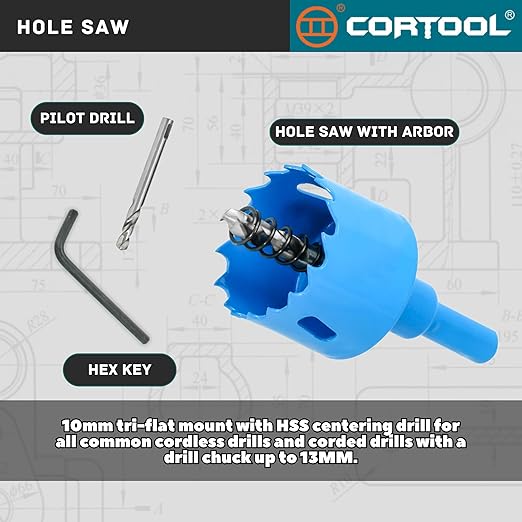 1-3/8 Inch Hole Saw with Arbor for Metal and Wood Cutting, Bi-Metal Hole Cutter, 1-3/8" Hole Saw Kit for Drywall, Wood, PVC Boards, Fiberglass and Vent Pipes