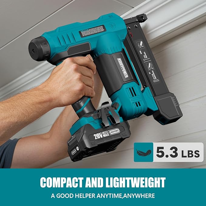 ALLOYPOWER 18 Gauge Nail Gun Battery Powered, 2 in 1 Cordless Brad Nailer/Electric Stapler with 2.0Ah Battery and Charger,1000pcs Nails and 500pcs Staples Included for Home Improvement & Woodworking