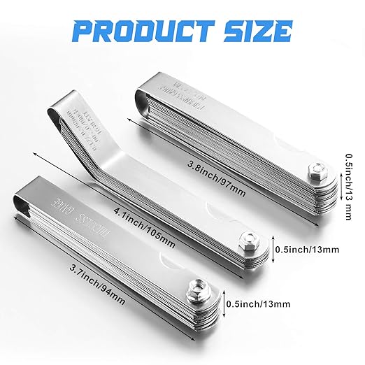 Weewooday 3 Pcs Straight and Angled Stainless Steel Feeler Gauge, Dual Inch and Metric Feeler Gauges, 32-Pieces/ 26-Pieces/ 16-Pieces Valve Feeler Gauge for Measuring Width Thickness