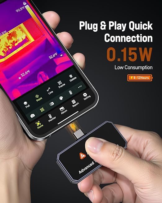 ANCEL IR101 Thermal Imaging Camera, 512x384 IR Resolution Thermal Camera for iPhone iPad (iOS), 25Hz Refresh Rate Thermal Imager with Lightning Port for Home/Pets/HVAC/Engine/Industrial Inspection