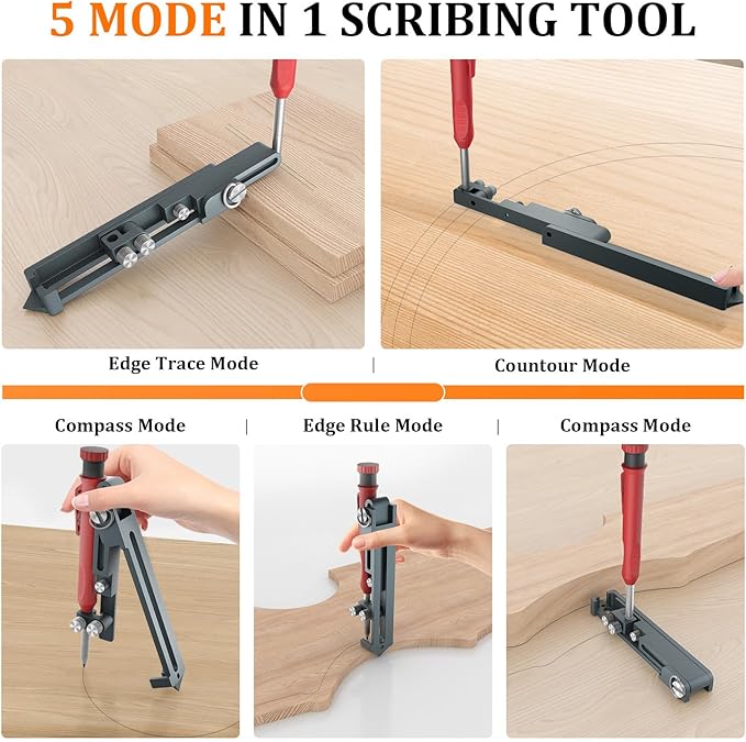Multifunctional Scribing Tool, Construction Pencil Carpenter Scribe Tool DIY Woodworking Scribe Tool Contour Gauge Scriber Line Maker Measuring Tool Scribing Compass for Wood