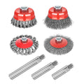 7 Pack Wire Wheel Cup Brush for 4 1/2 Angle Grinder with 5/8"-11 Thread Extension Rod,4 & 3 Inch Twist Knotted Coarse Crimped Wire Brushes (Wire Wheel Set & Grinder Extension Rod)