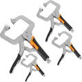 ZOENHOU 4 Pack 6" 9" 11" 14" Face Clamp C-Clamp Locking Pliers, Adjustable Vise Grip Clamps with Swivel Pad and Rubber Handle, Pocket Hole Clamp for Woodworking, Welding, Aligning