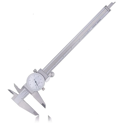Clockwise Tools DDLR-0805 Pro Dial Caliper 0-8 Inch Double Shock Proof Stainless Steel Body SAE Measuring Tool