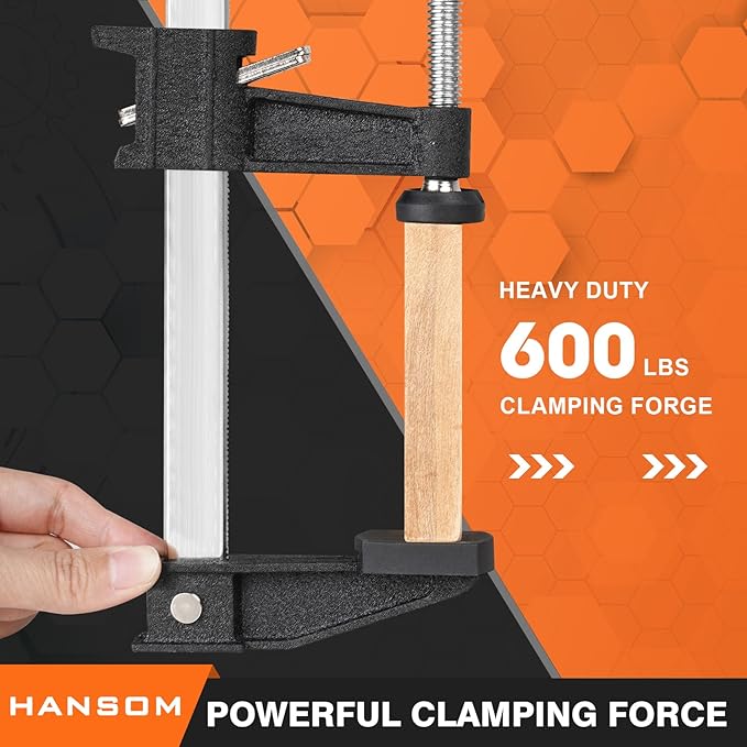 6-Pack Bar Clamps, 12' & 6' Heavy Duty, 600 Lbs Force, Adjustable, Quick Release, 2.5' Throat Depth, Plastic Handle